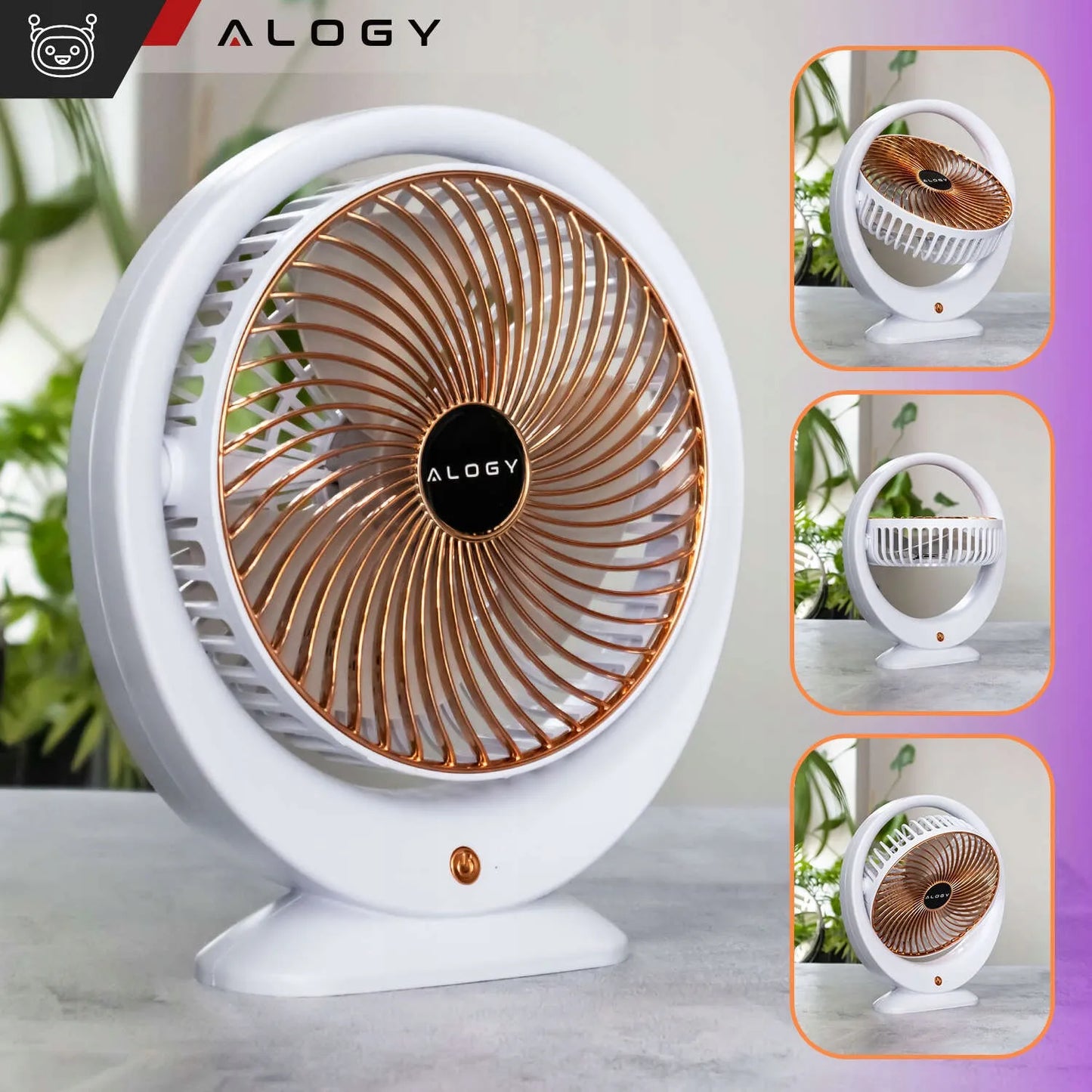 Alogy mini stalas ventiliatorius tylus galingas USB-C 1200mAh