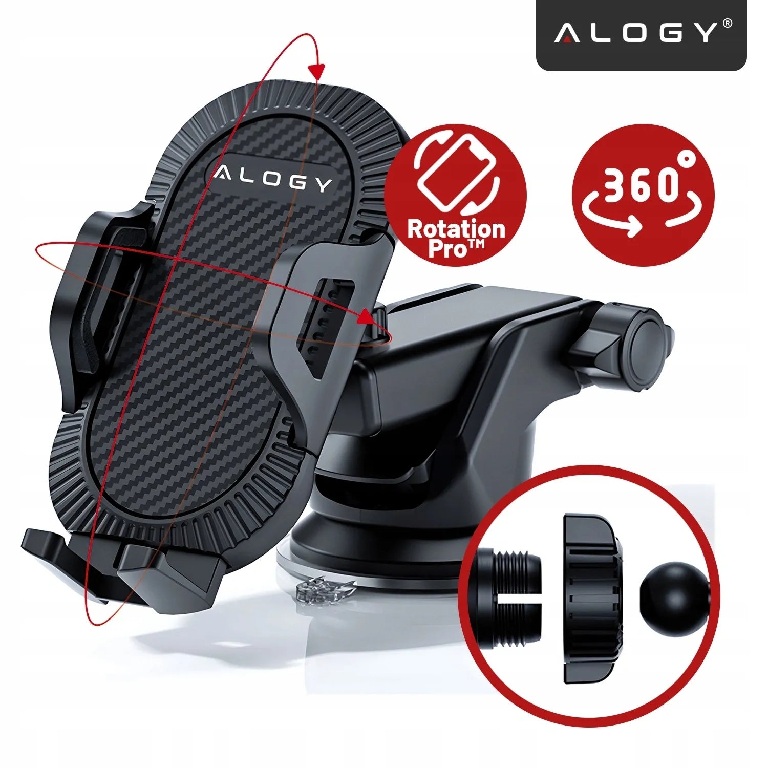 Alogy telefono laikiklis prietaisų skydeliui arba stiklui + organizatorius
