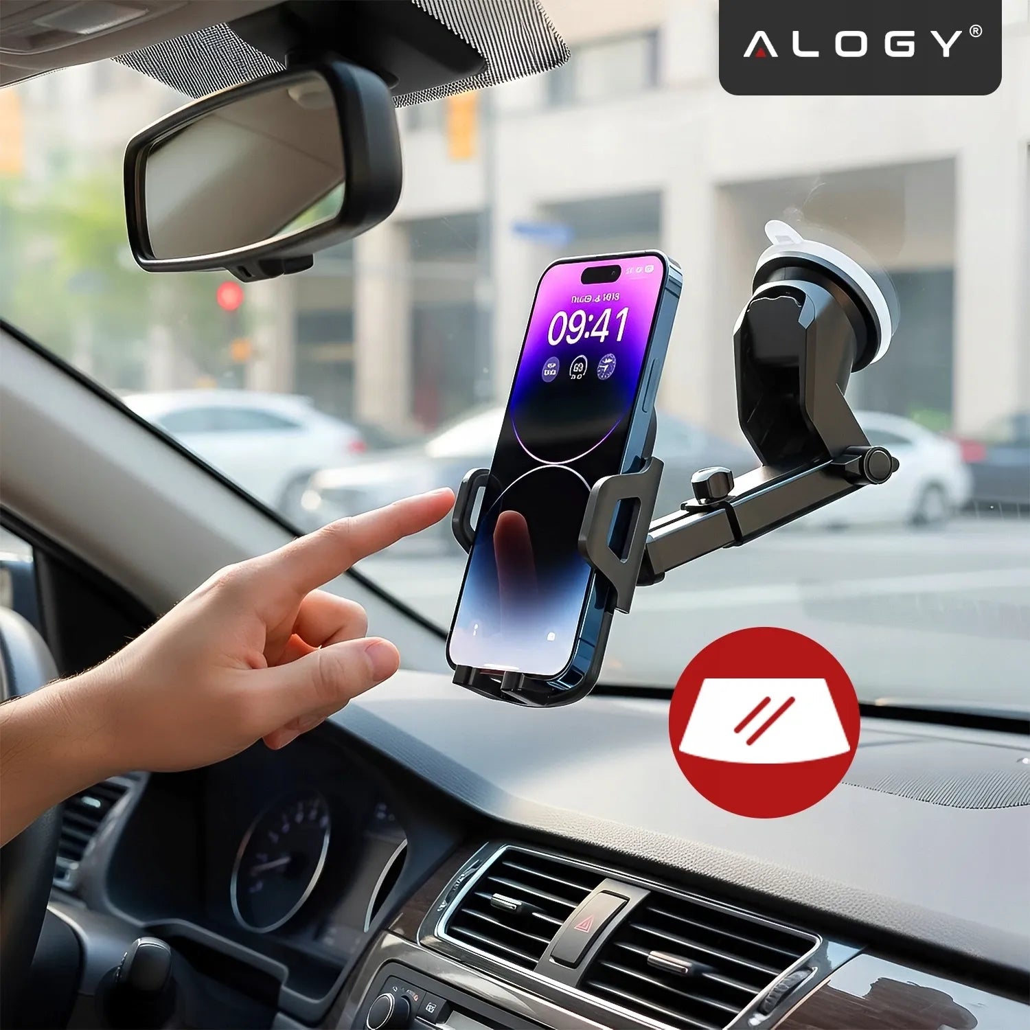 Alogy telefono laikiklis prietaisų skydeliui arba stiklui + organizatorius