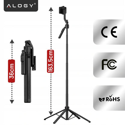 Alogy TrackPod trikojis telefonui ir fotoaparatui 163 cm su veido sekimo funkcija ir nuotolinio valdymo pultu