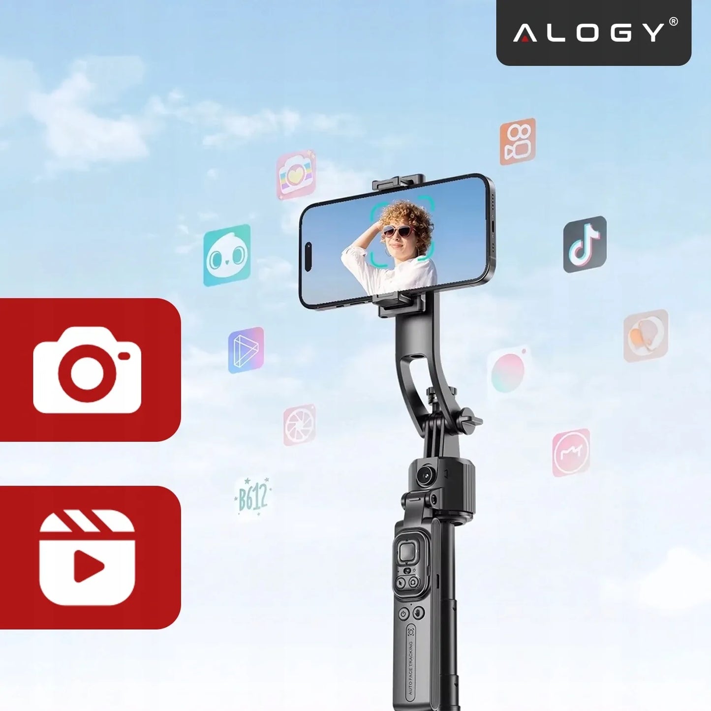 Alogy TrackPod trikojis telefonui ir fotoaparatui 163 cm su veido sekimo funkcija ir nuotolinio valdymo pultu