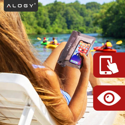 Alogy vandeniui atsparus dėklas ant juosmens telefonui - juodas