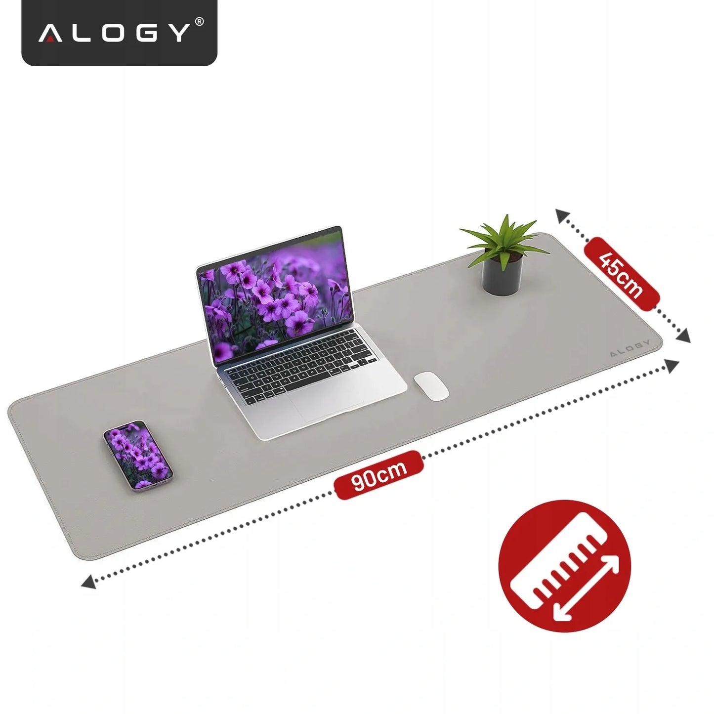 „Alogy WorkMat™“ darbo stalo kilimėlis 90x45 cm, neslystantis, iš PU dirbtinės odos