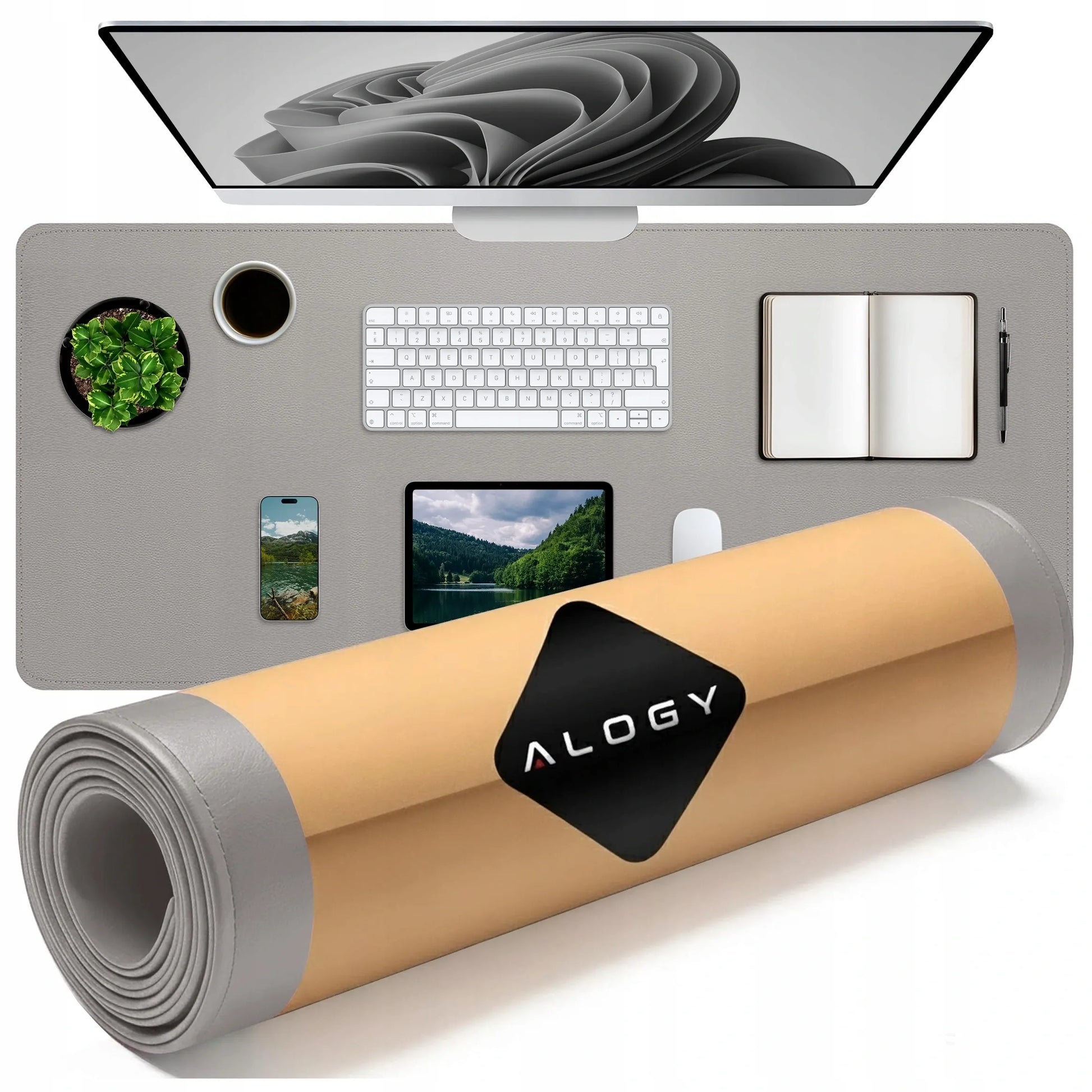 „Alogy WorkMat™“ darbo stalo kilimėlis 90x45 cm, neslystantis, iš PU dirbtinės odos