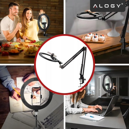 ALOGY žiedinė LED lempa stalui, skirta asmenukėms, makiažui ir fotografijai
