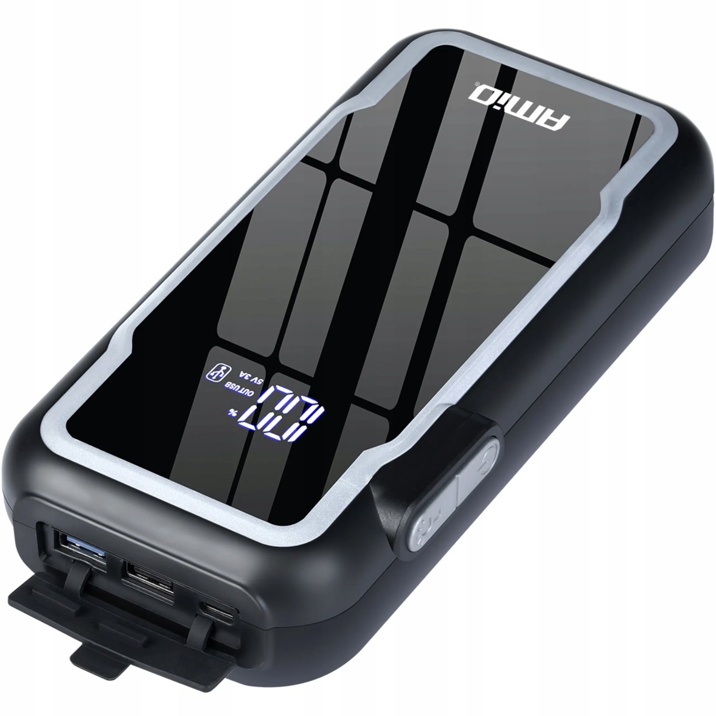 Amio 04678: 3-in-1 automobilinis užvedimo įrenginys, powerbankas ir LED žibintuvėlis, 12V, 12Ah, 1600A