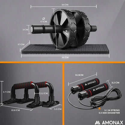 AMONAX, AB ROLLER, DVIGUBAS RATAS, KELIO KILIMĖLIS, CORE TRENIRUOTĖS, FITNESAS