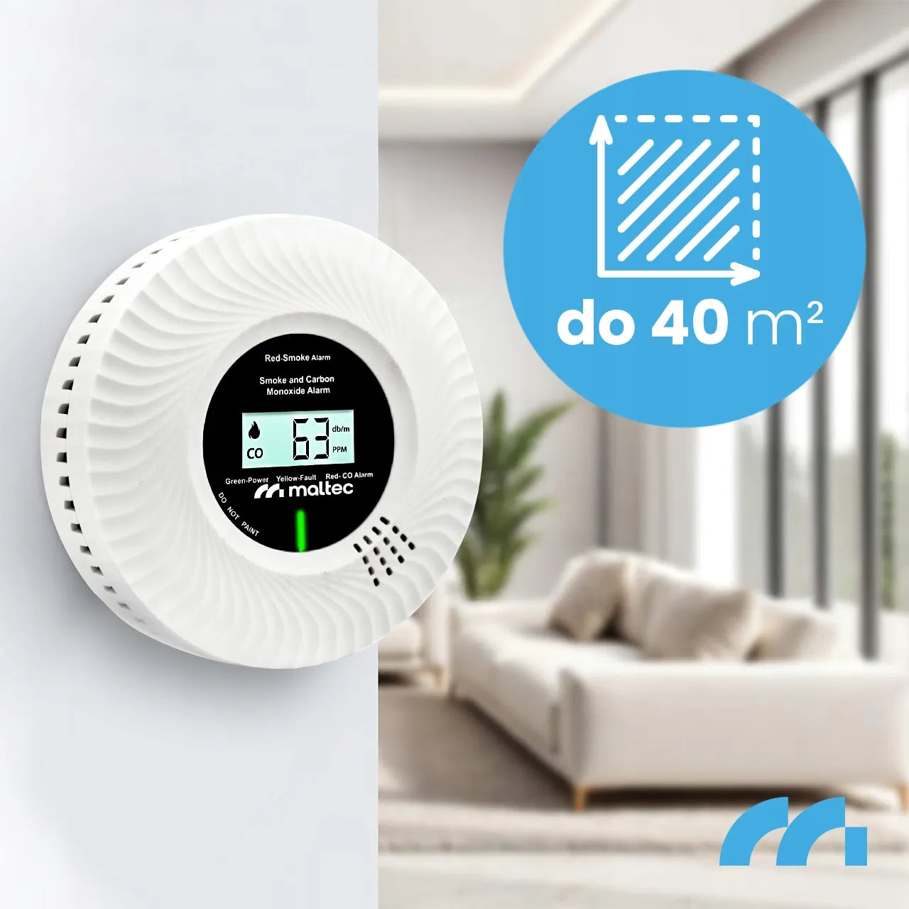 ANGLIES IR DŪMŲ JUTIKLIS, ANGLIES MONOKSIDO DETEKTORIUS, SERTIFIKUOTAS 2 VIENAME LCD ALARMAS