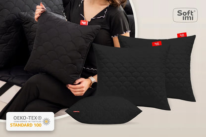 ANTIALERGINĖ PAGALVĖ 2X60X70 cm MIEGO KOMPLEKTAS DYGSNIUOTA JUODA LENKIŠKA