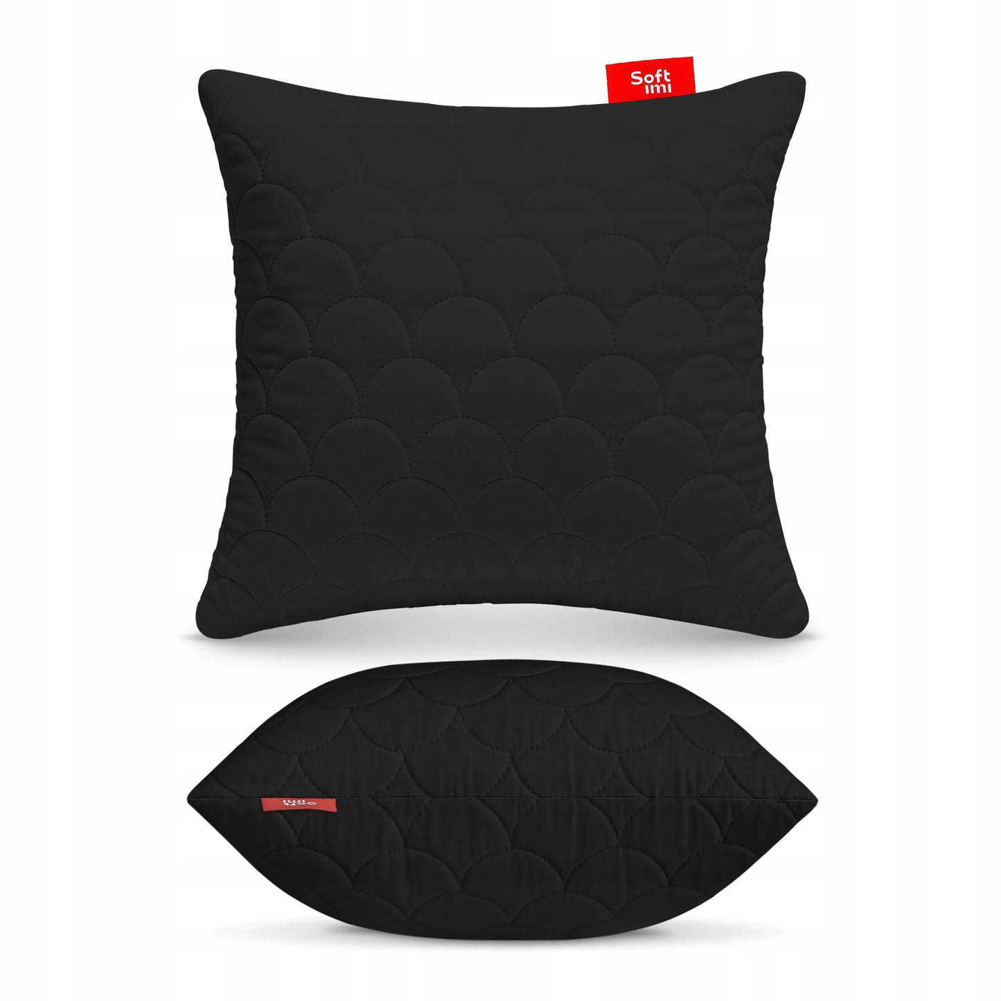 Antialerginė pagalvė 40x40 cm juoda dygsniuota su užtrauktuku miegui
