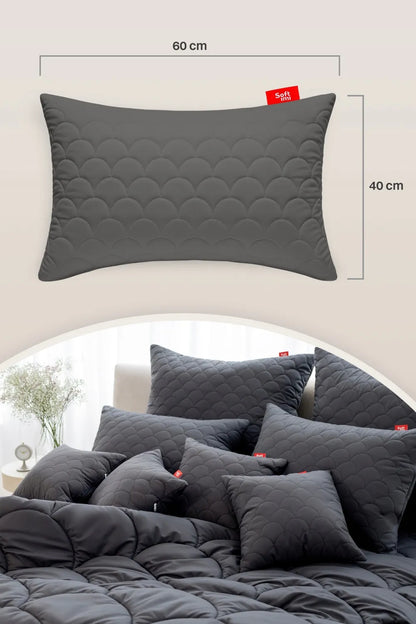 Antialerginė pagalvė 40x60 cm miegui su užtrauktuku dygsniuota pilka iš Lenkijos
