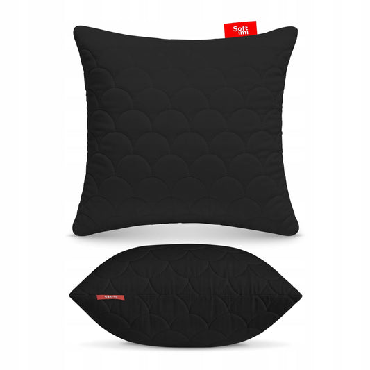 Antialerginė pagalvė 45x45 cm juoda dygsniuota su užtrauktuku miegui