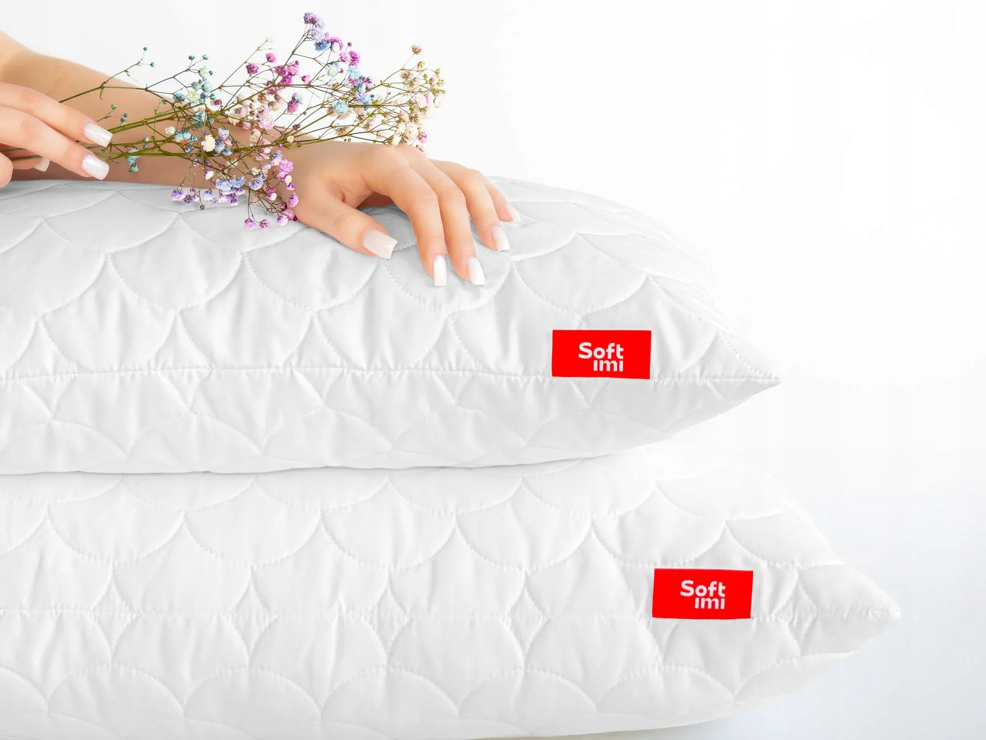 Antialerginė pagalvė 65x65 cm, dygsniuota, su užtrauktuku, balta