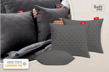 Antialerginės pagalvės 2x70x80cm komplektas, dygsniuotos, pilkos, pagaminta Lenkijoje
