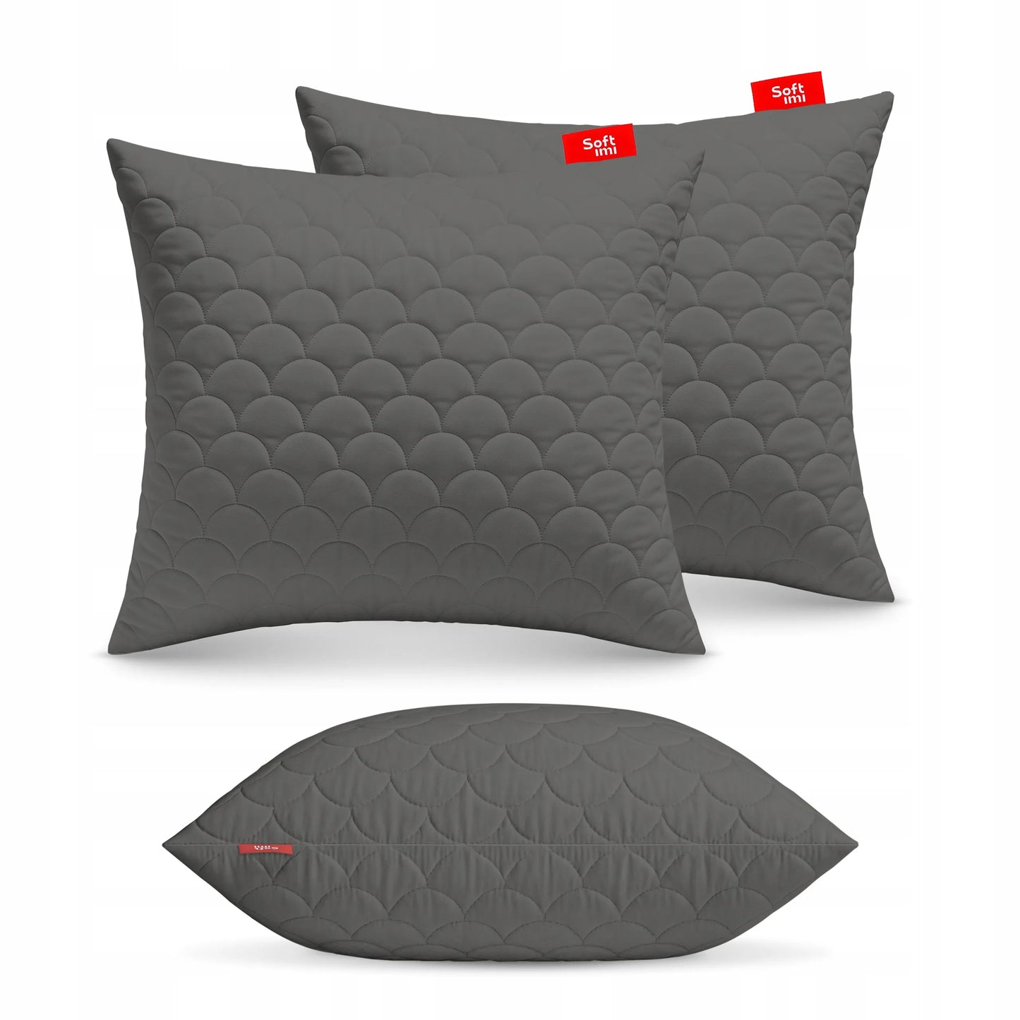 Antialerginės pagalvės 2x70x80cm komplektas, dygsniuotos, pilkos, pagaminta Lenkijoje