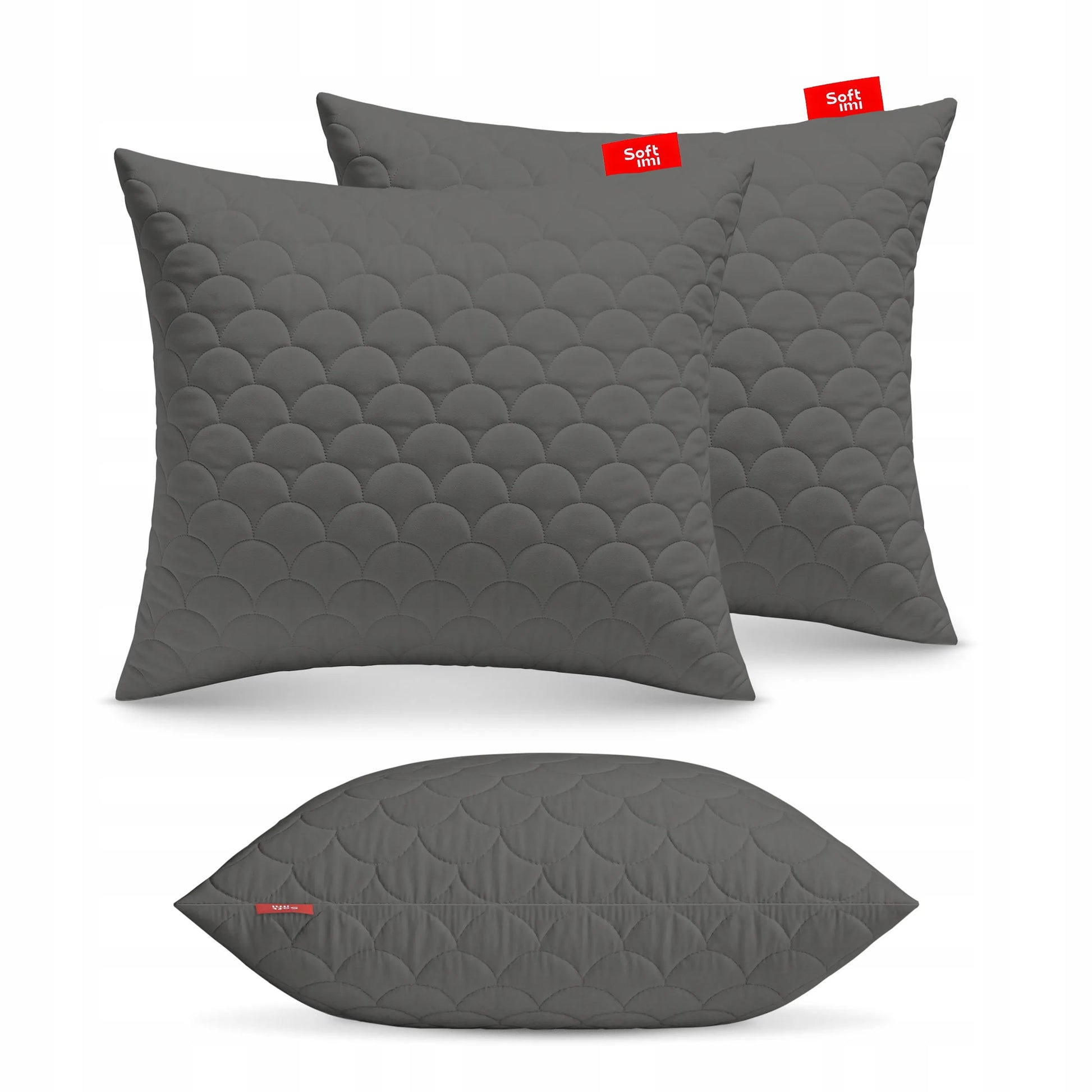 Antialerginės pagalvės 2x70x80cm komplektas, dygsniuotos, pilkos, pagaminta Lenkijoje