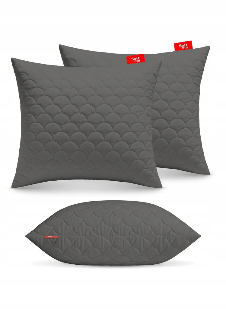 Antialerginės pagalvės 2x70x80cm komplektas, dygsniuotos, pilkos, pagaminta Lenkijoje