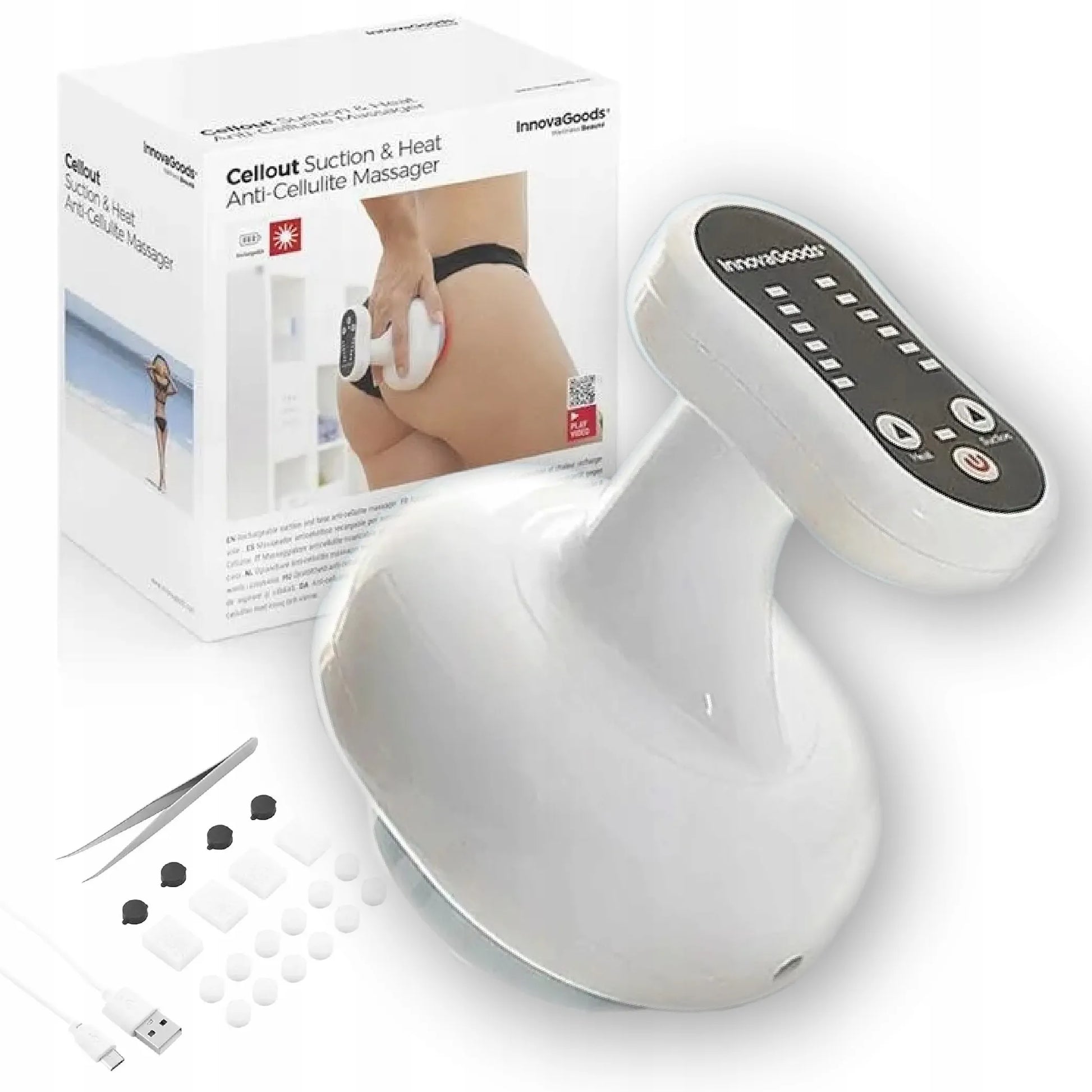 Anticeliulitinis siurbiamasis masažuoklis su šildymo funkcija, stangrinantis ir liekninantis