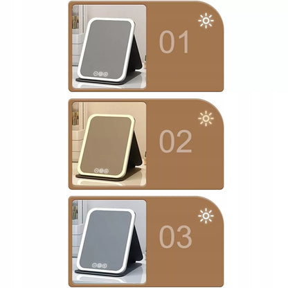 Apšviečiamas LED kosmetinis veidrodėlis, sulankstomas, liečiamas, USB