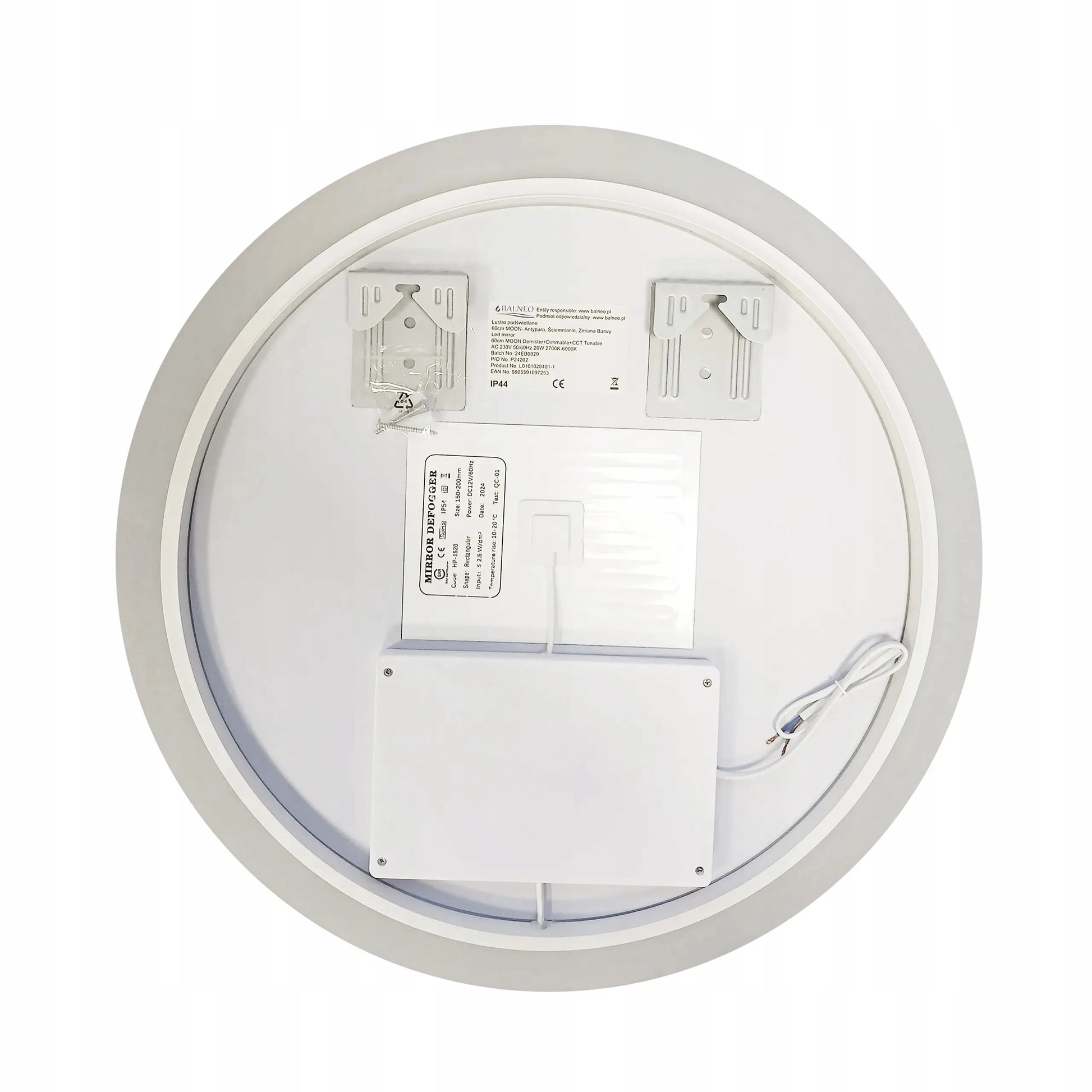 Apvalus berėmis LED apšviečiamas vonios veidrodis, 70 cm