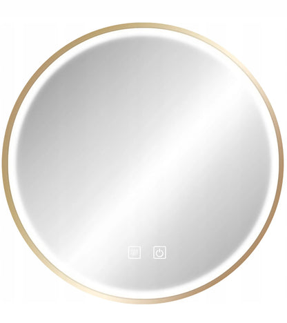 Apvalus LED veidrodis REA 90 cm auksinis su jutikliniu apšvietimu