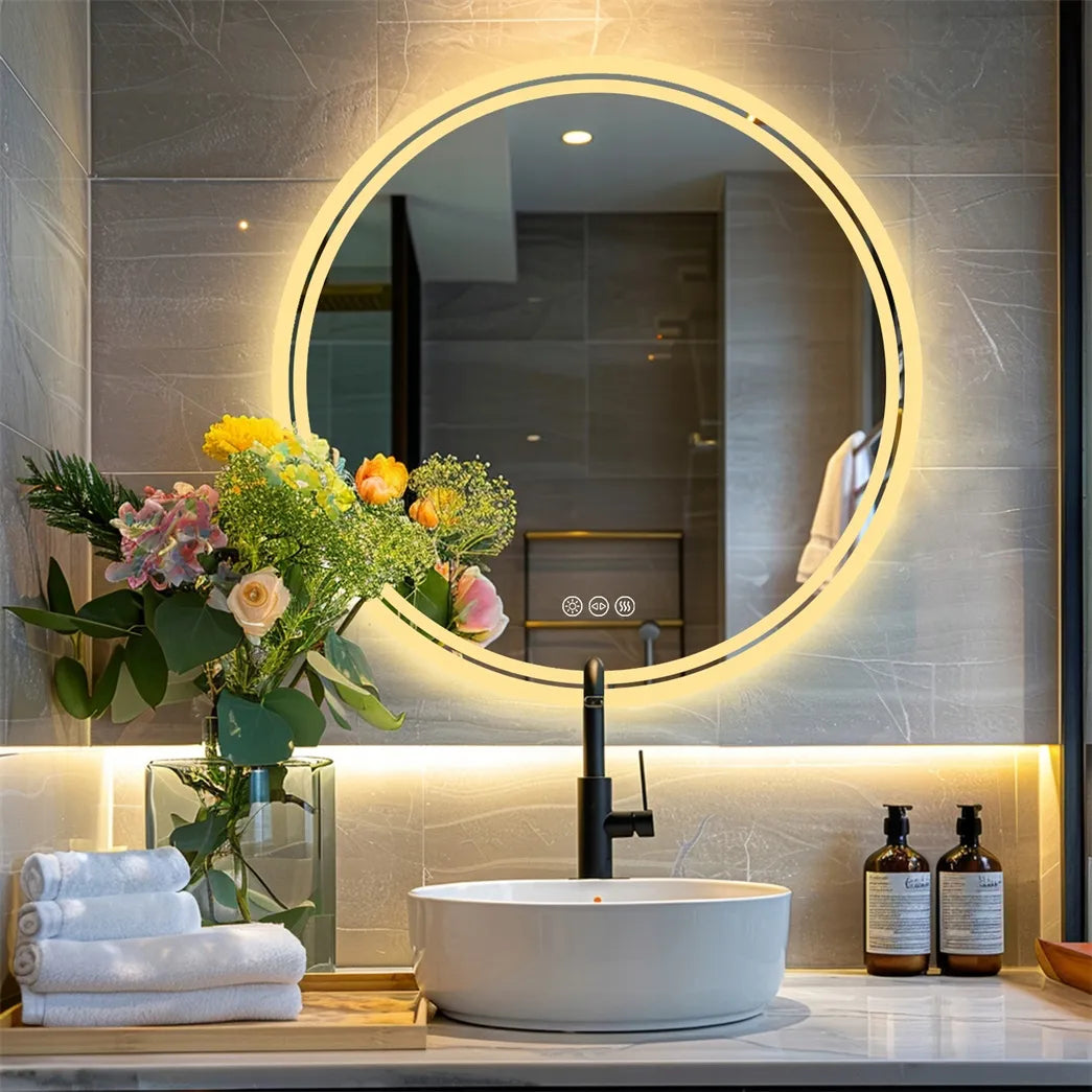 Apvalus LED veidrodis su jutikliniu jungikliu 80x80 cm