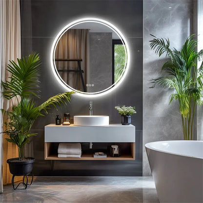 Apvalus LED veidrodis su jutikliniu jungikliu 80x80 cm