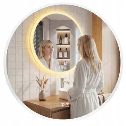 Apvalus LED vonios veidrodis 60 cm, apsauga nuo rasojimo, 3 šviesos spalvos, reguliuojamas ryškumas