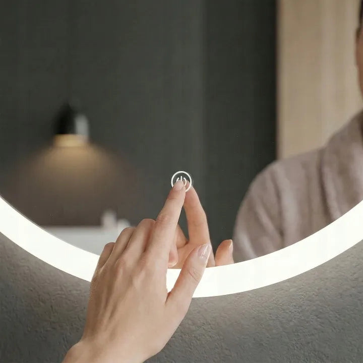 Apvalus „REA FFJ“ vonios veidrodis su LED apšvietimu ir jutikliniu valdymu, 90 cm