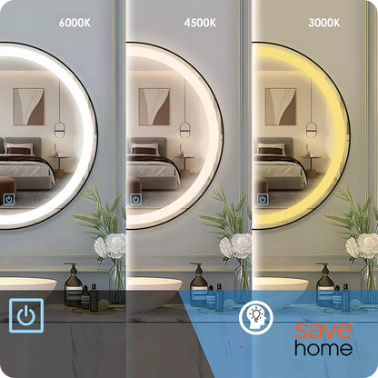 Apvalus vonios veidrodis Save Home LED 60 cm, jutiklinis su apšvietimu ir nerasojimo funkcija