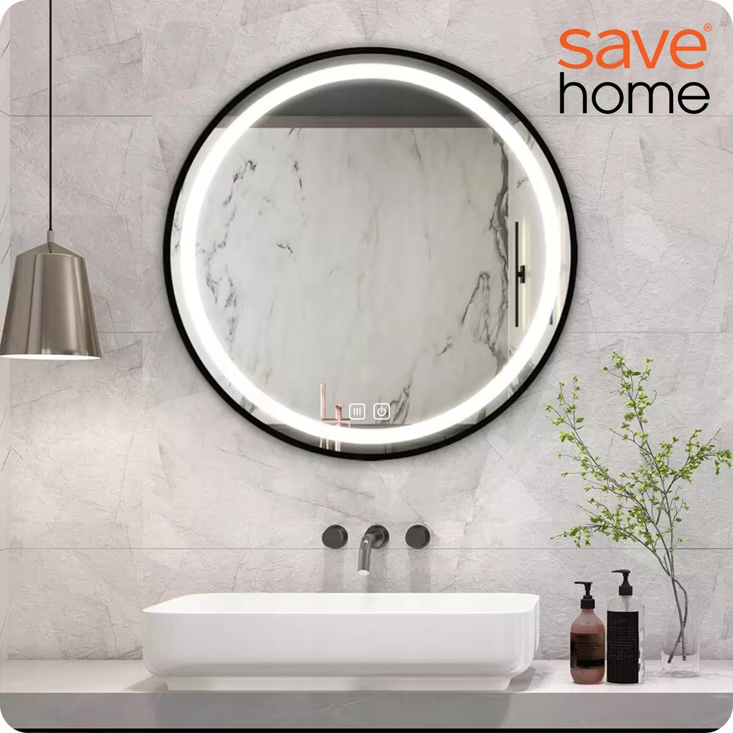 Apvalus vonios veidrodis Save Home LED 60 cm, jutiklinis su apšvietimu ir nerasojimo funkcija