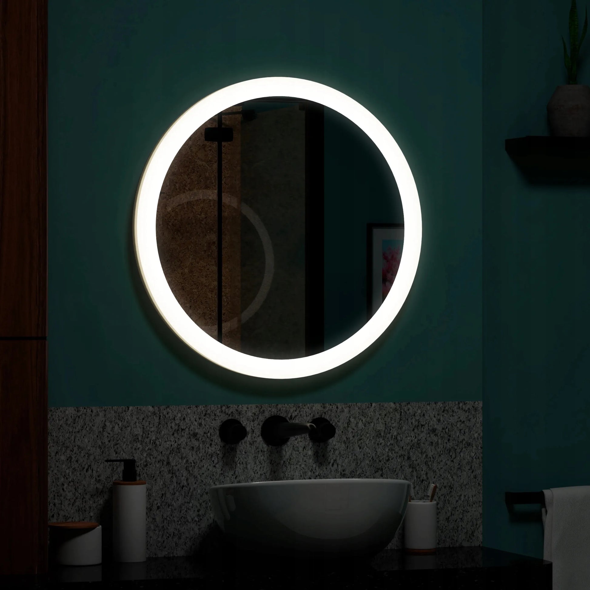 Apvalus vonios veidrodis su LED apšvietimu, 50 cm