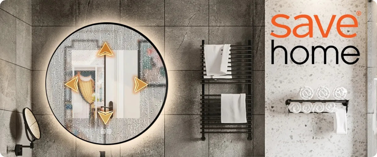 Apvalus vonios veidrodis su LED apšvietimu, 60 cm, juodas metalinis rėmas, LOFT PREMIUM