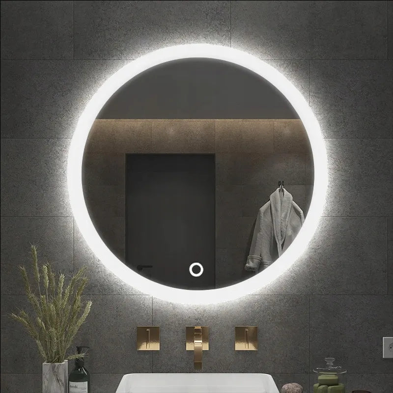 Apvalus vonios veidrodis su LED apšvietimu 60 cm