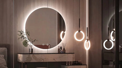 Apvalus vonios veidrodis su LED apšvietimu ir lietimui jautriu valdymu, 70 cm