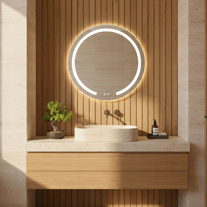 Apvalus vonios veidrodis su LED apšvietimu ir nuo rasojimo apsaugančia sistema REA Modern 50 cm