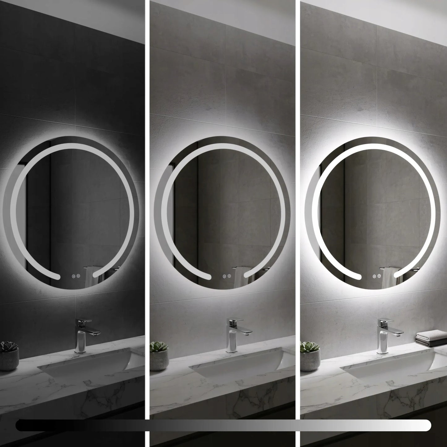 Apvalus vonios veidrodis su LED apšvietimu ir nuo rasojimo apsaugančia sistema REA Modern 50 cm