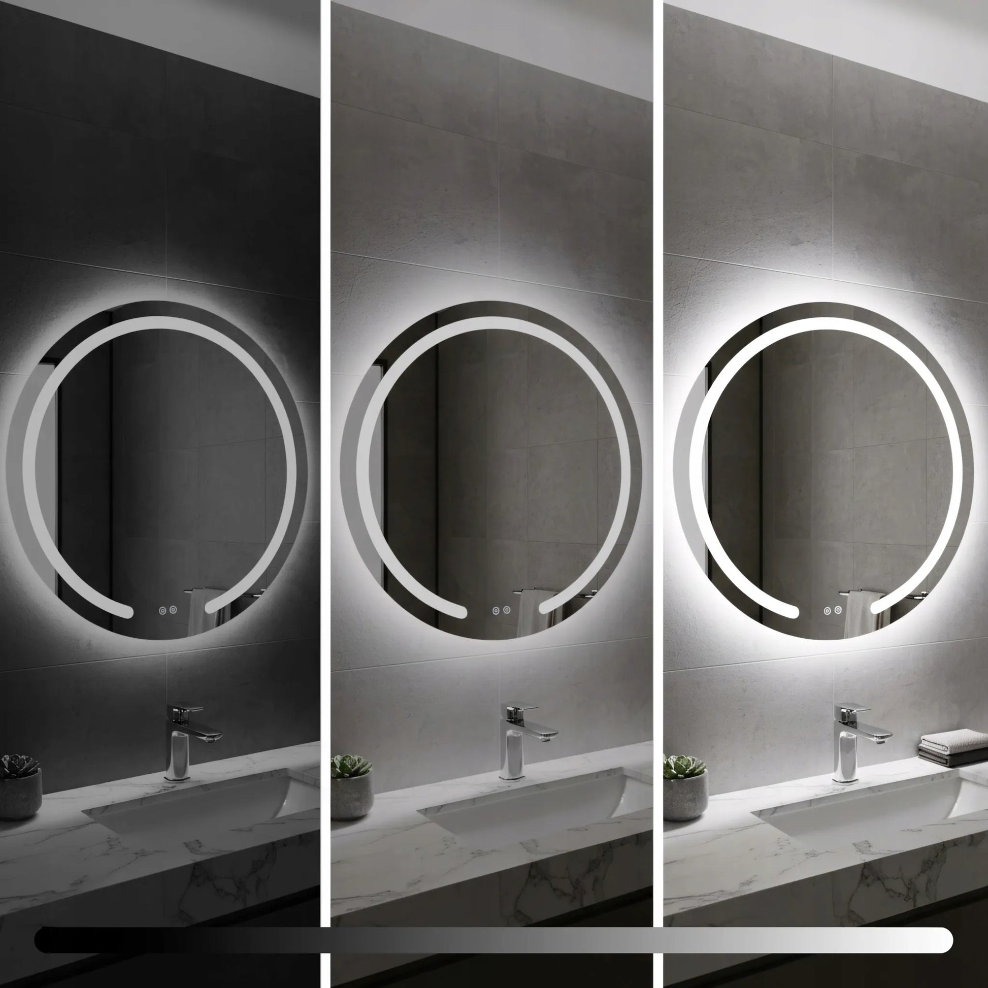 Apvalus vonios veidrodis su LED apšvietimu ir nuo rasojimo apsaugančia sistema REA Modern 50 cm