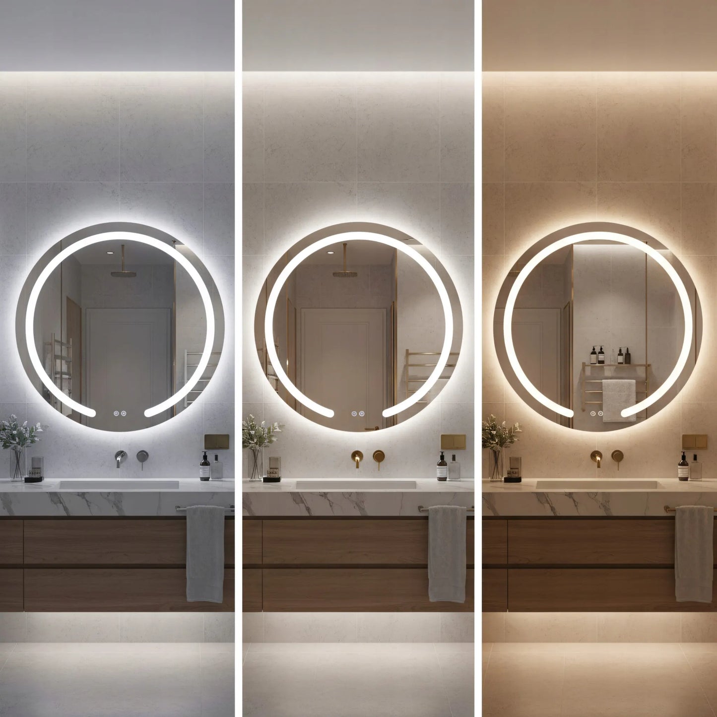 Apvalus vonios veidrodis su LED apšvietimu ir nuo rasojimo apsaugančia sistema REA Modern 50 cm