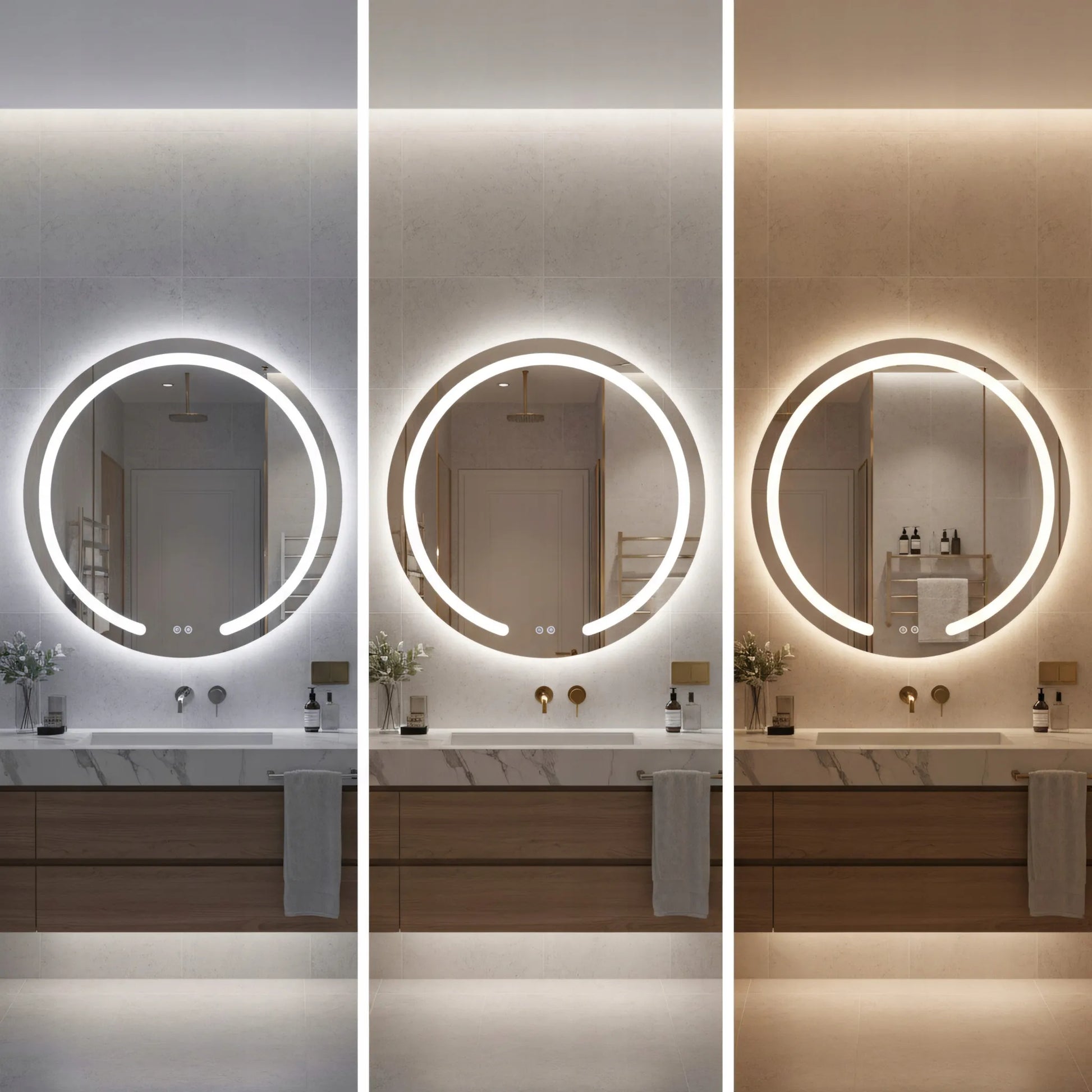 Apvalus vonios veidrodis su LED apšvietimu ir nuo rasojimo apsaugančia sistema REA Modern 50 cm