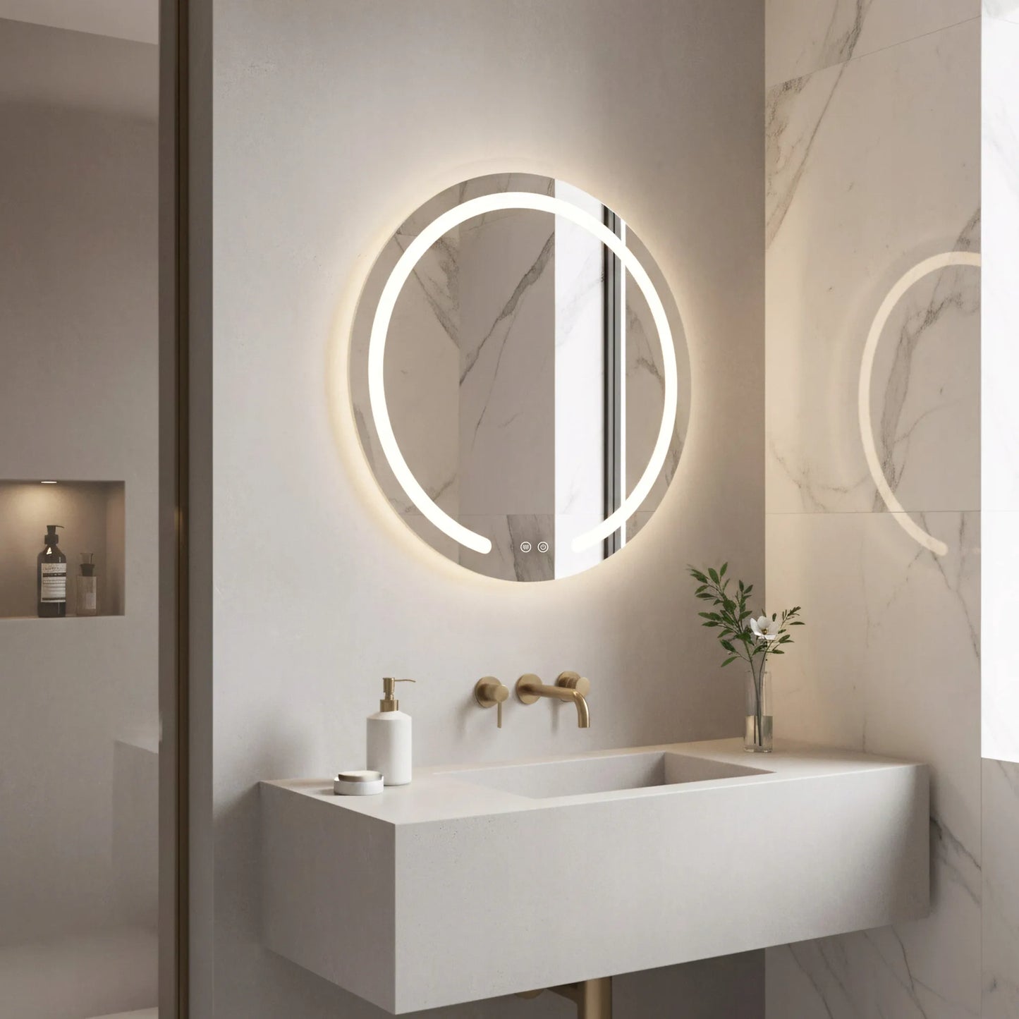 Apvalus vonios veidrodis su LED apšvietimu ir nuo rasojimo apsaugančia sistema REA Modern 50 cm
