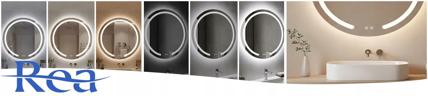Apvalus vonios veidrodis su LED apšvietimu ir nuo rasojimo apsaugančia sistema REA Modern 50 cm