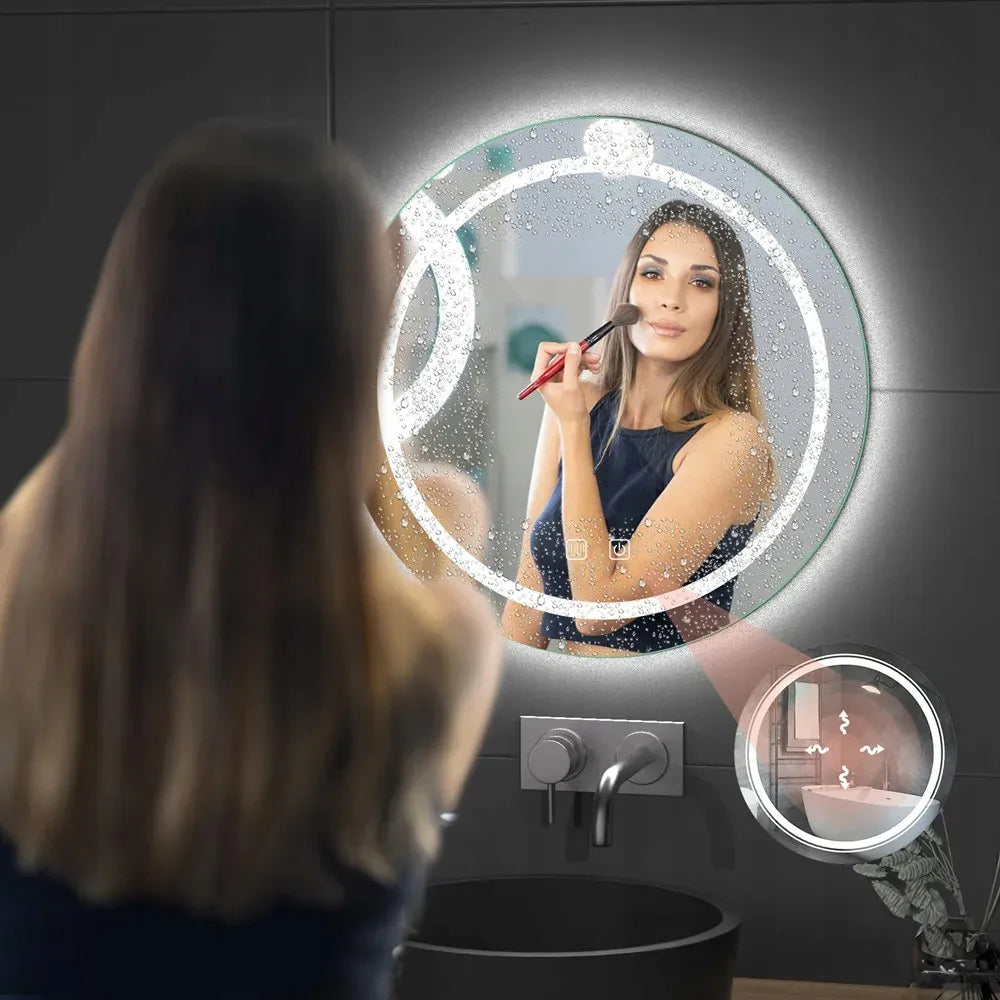 Apvalus vonios veidrodis Tutumi BAS su LED apšvietimu, 90 cm, jutiklinis su rasojimo prevencija