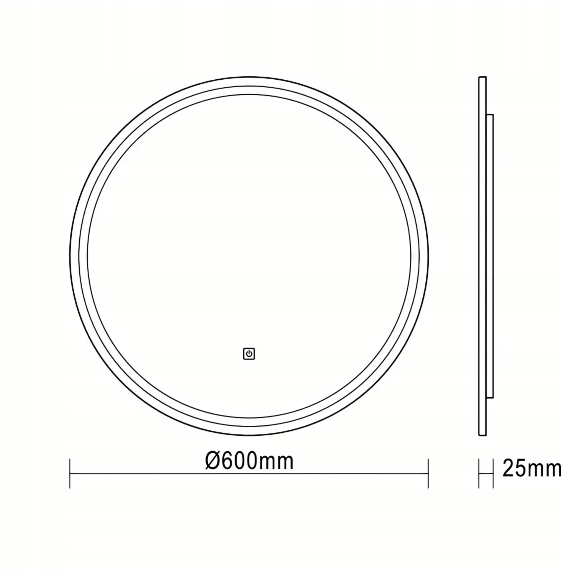 AQUAUNO apvalus LED veidrodis 60 cm su šviesos spalvos keitimu