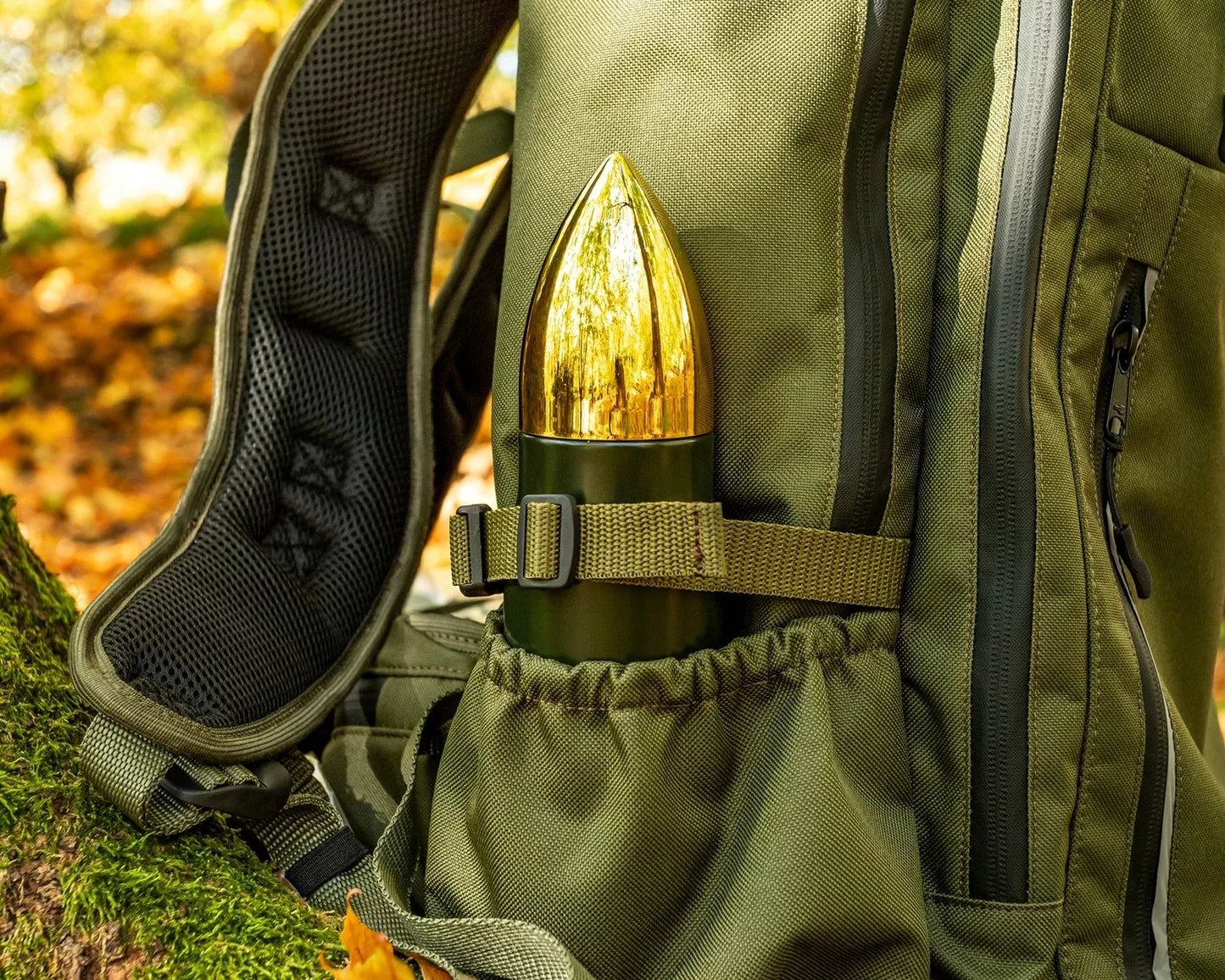 Artilerinio šovinio formos termosas 500 ml army green - idealus išgyvenimo kelionėms