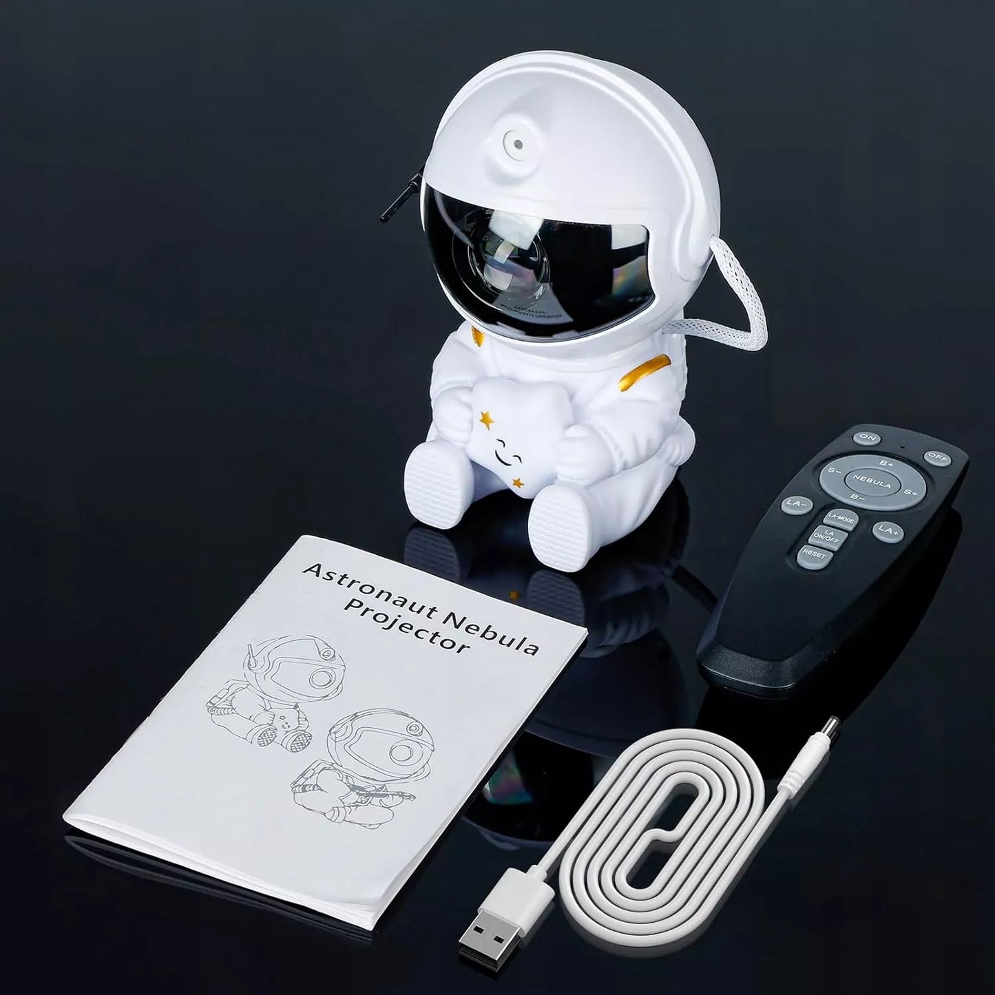 Astronautų žvaigždžių projektorius – naktinė lemputė vaikams su nuotoliniu valdymu