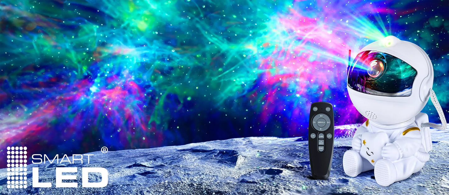 Astronautų žvaigždžių projektorius – naktinė lemputė vaikams su nuotoliniu valdymu
