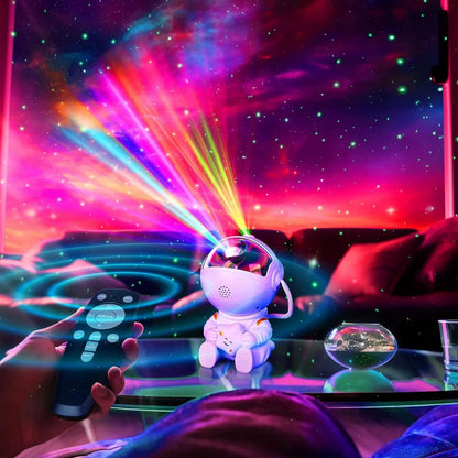 Astronautų žvaigždžių projektorius – naktinė lemputė vaikams su nuotoliniu valdymu