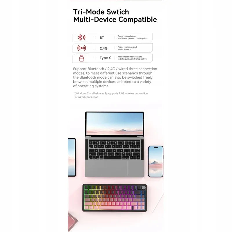 Attack Shark 54 mechaninė belaidė žaidimų klaviatūra 75% Bluetooth