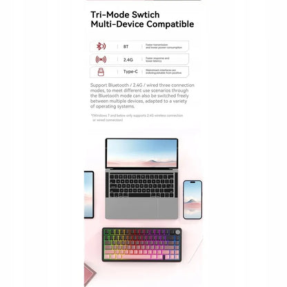 Attack Shark 54 mechaninė belaidė žaidimų klaviatūra 75% Bluetooth